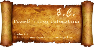 Bozmánszky Celesztina névjegykártya